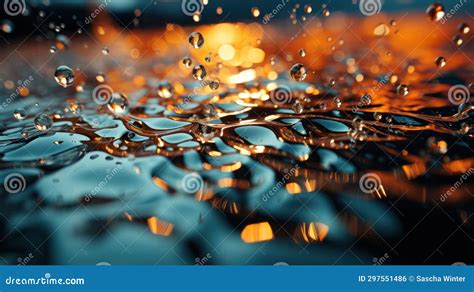 Macro Photo of Raindrops Falling into a Puddle Stock Photo - Image of ...