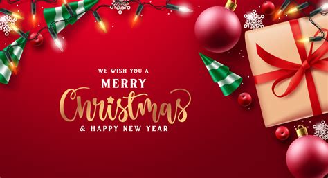 Merry Christmas Vector Background Design Christmas Greeting Text With