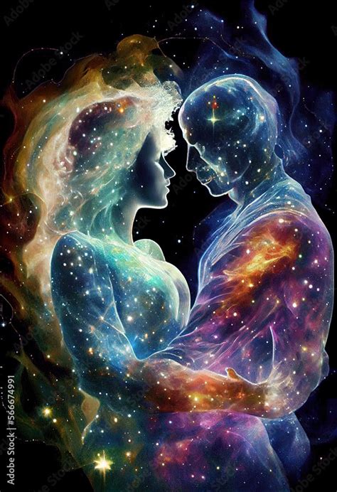 Cosmic Love A Timeless Portrait Of Two Spiritual Beings Entwined In An