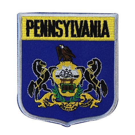 State Flag Shield Pennsylvania Patch Badge Travel Embroidered Iron On ...