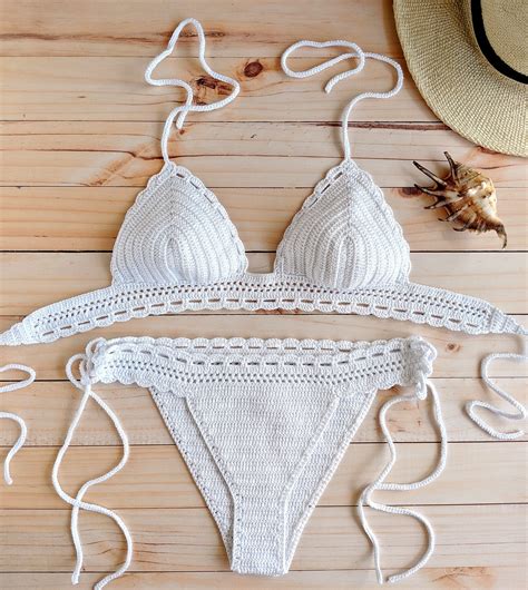 White Crochet Maillot De Bain Carambola Crochet Bikini Set Etsy