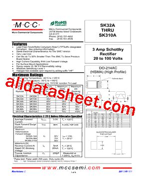 SK310A TP Datasheet PDF Micro Commercial Components