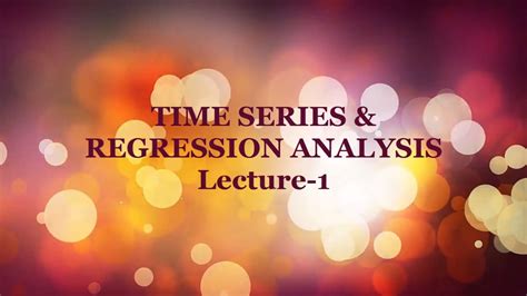 Time Series And Regression Analysis Cma Final Youtube