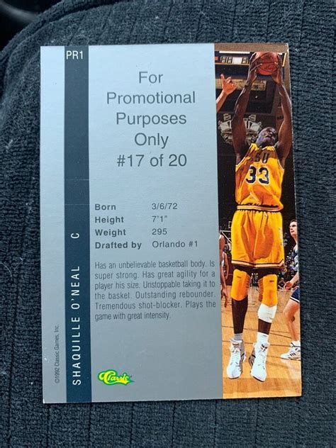 Classic Draft Pick Collection Shaquille O Neal Pr Basketball Card