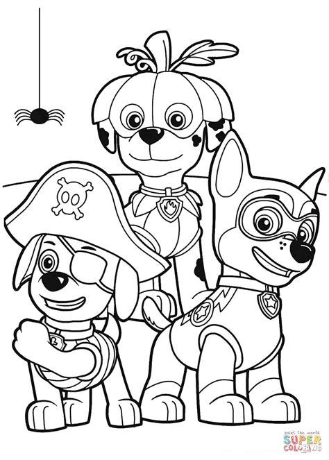 Paw Patrol Halloween Party coloring page | Free Printable Coloring Pages