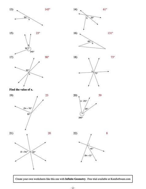 Angle Pair Relationships Worksheet