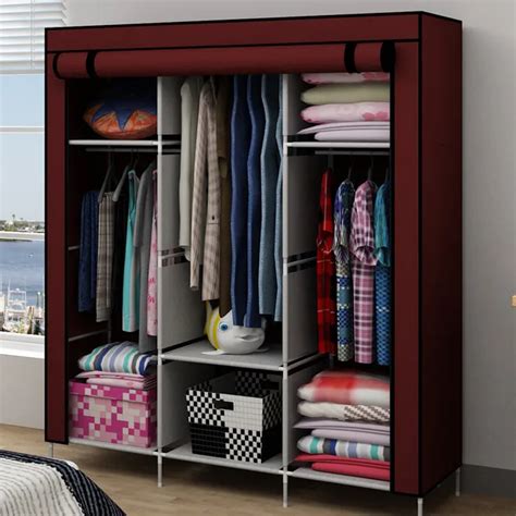 Simple simple wardrobe cabinet hanging clothes storage cabinets put cloth kitchen metal frame-in ...