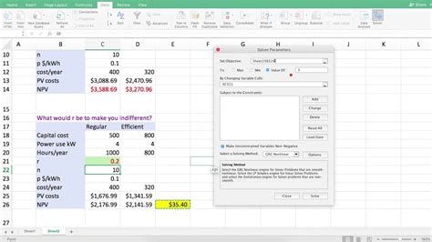 Excel Solver Present Value Calculation Example Youtube