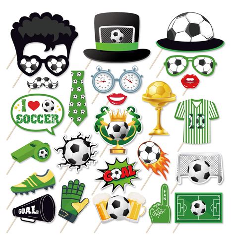 Buy 25 Pcs Photo Booth Props Soccer Party Photo Booth Props World Cup