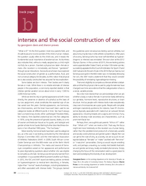 Pdf Intersex And The Social Construction Of Sex