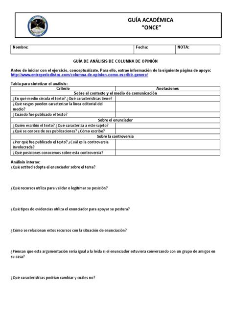 Guía Análisis Columna de Opinión | PDF 