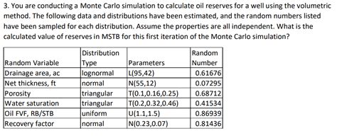 3. You are conducting a Monte Carlo simulation to | Chegg.com 