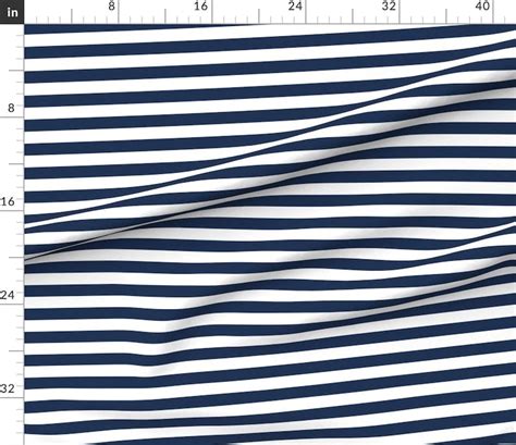 Navy Blue White Stripes Fabric Navy Cabana Stripes by - Etsy