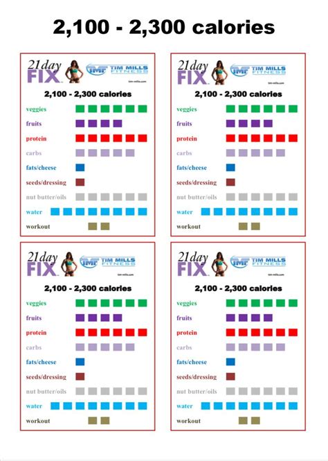 21 Day Fix Tracker Sheet 2100 2300 Fix 21 Day Fix Diet Book Pinterest 21 Day Fix And 21 Days