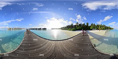 360° View Of Maldives Island Resort Beach And Water Villas Alamy