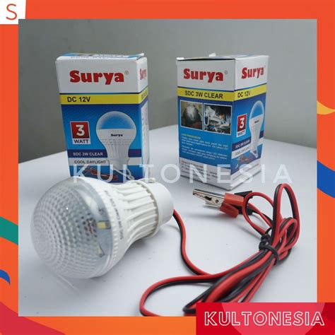 Jual Lampu Led Dclampu Aki 3w Merk Surya Cahaya Putih Shopee