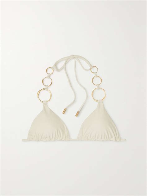 CULT GAIA Zoey Embellished Halterneck Bikini Top NET A PORTER