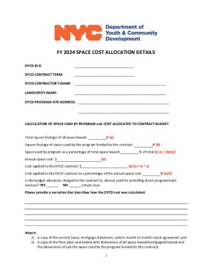 Fillable Online Fy Space Cost Allocation Details Fax Email Print