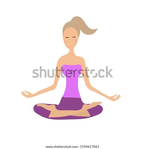 Yoga Girl Lotus Position Vector Illustration Stock Vector Royalty Free