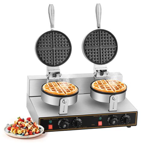 MATHOWAL 2400W Commercial Waffle Maker Double Waffle Irons Electric