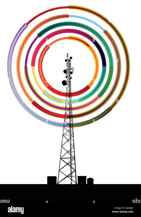 Antenna Transmission Communication Tower Vector Background Concept