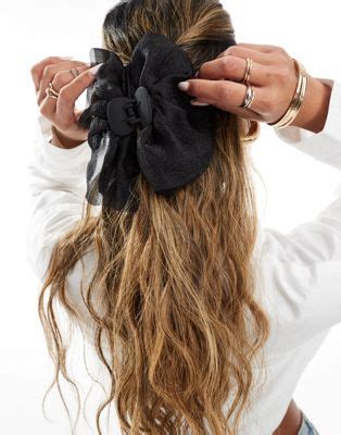 ASOS DESIGN Hair Clip Claw With Frill Design In Black ASOS