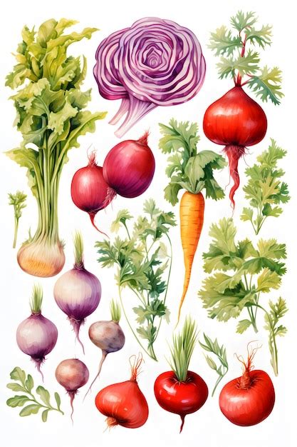 Premium Photo | Watercolor drawing vegetables set