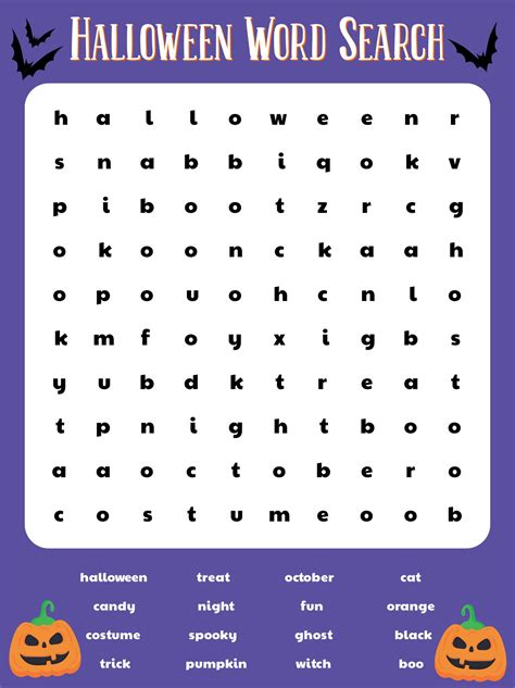 Halloween Word Search Puzzle Printable - Word Search Maker