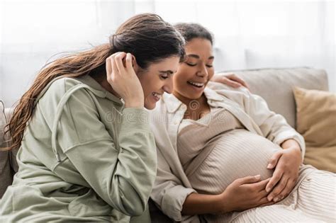 Happy Lesbian Woman Smiling While Hugging Stock Photo Image Of Maternity Lgbt 277014108
