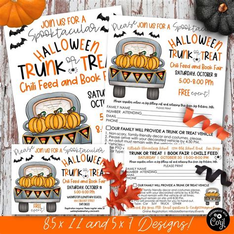 EDITABLE Trunk or Treat Flyer, Invites, and Registration Forms. Church Trunk or Treat. School ...