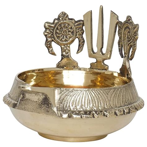 Buy Bhimonee Decor Pure Brass Shanku Chakra Namah Kuber Deep Deepak