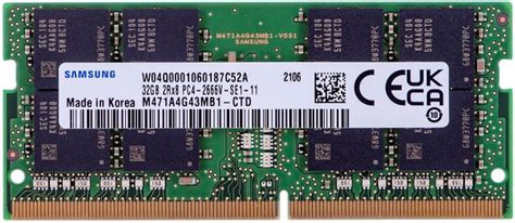 Оперативная память Samsung DDR4-2666 32768 MB PC4-21300 (M471A4G43MB1 ...