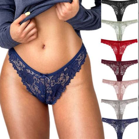 Pack Lot Sexy Womens Lace Panties Thong G String Brief High Cut Bikini
