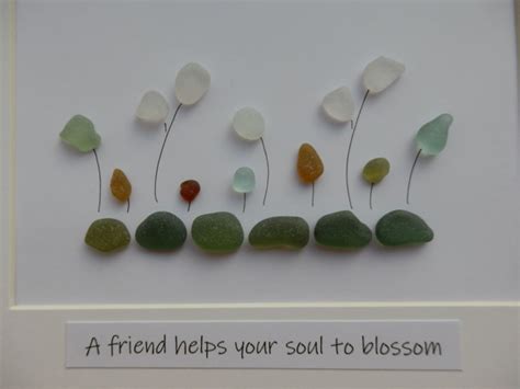 Sea Glass Friendship Art Framed 6 X 8 Inches Female Friend Birthday T Beach Glass Picture