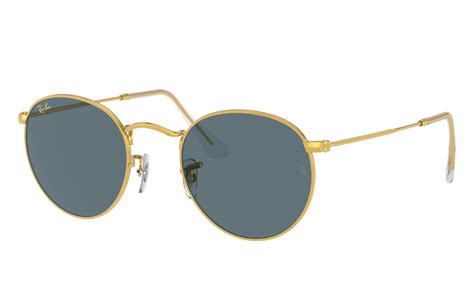 Round Metal Legend Gold Sunglasses In Shiny Gold And Blue Ray Ban®