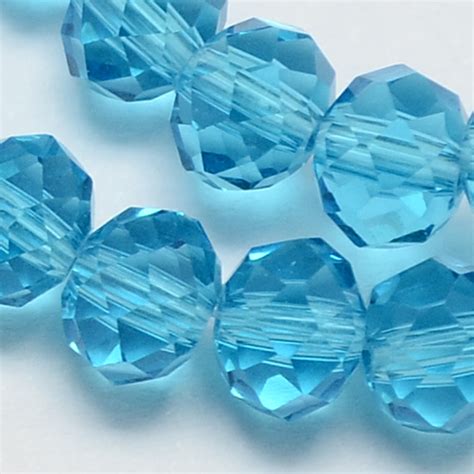 Perles facettées transparentes forme abaque 8x6mm turquoise x50