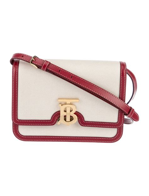 Burberry Leather Trimmed Tb Crossbody Bag Red Crossbody Bags Handbags Bur420630 The Realreal