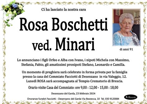 Rosa Boschetti Ved Minari Onoranze Funebri Facciotti