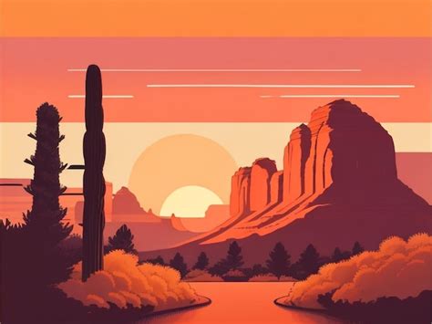 Premium AI Image | Sedona Sunset A Captivating Drawing of Full Screen ...