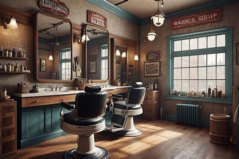 Premium Photo | Classic Vintage Barber Shop Interior VintageInspired ...