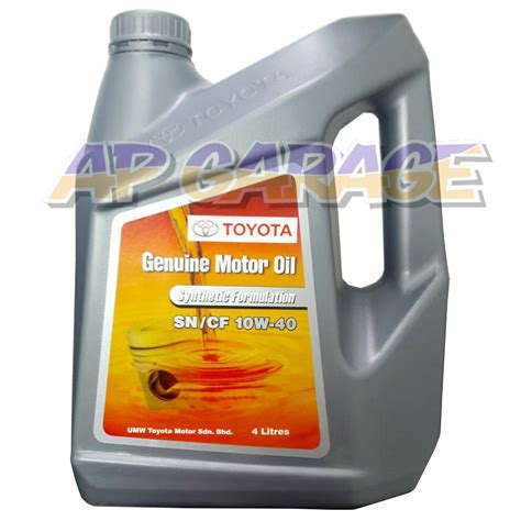 Toyota Original Genuine Motor Oil SN CF 10W 40 Synthetic Formulation