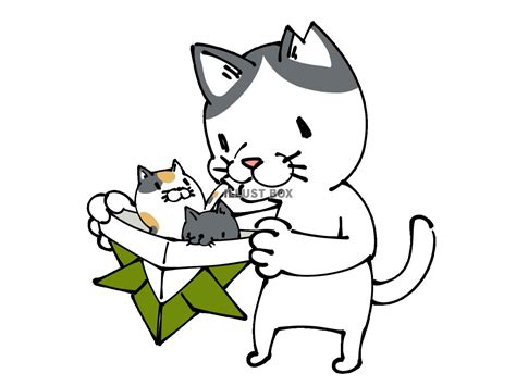 無料イラスト 兜の折り紙とさくら猫ハチワレ