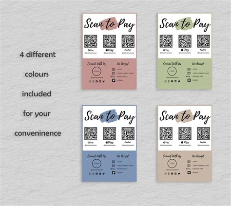 Editable Scan To Pay Card QR Code Sign Template Editable Canva