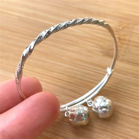 Sterling Silver Baby Bangle Bracelet Baby Anklet With Bells Etsy