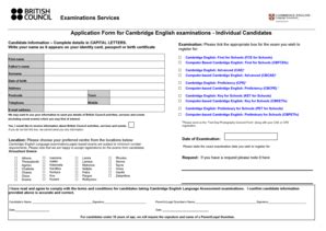 Fillable Online Britishcouncil Examinations Services Application Form