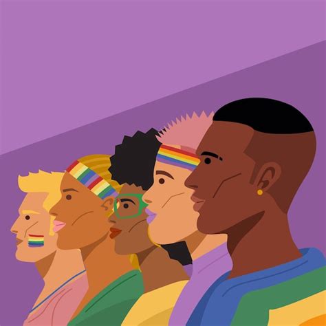 Mes Del Orgullo Retrato De Jóvenes Lgbtq Ilustración Vectorial