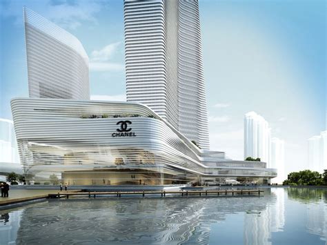 An Artist S Rendering Of Two Tall Buildings Next To A Body Of Water