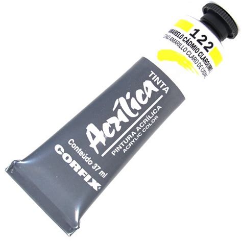 TINTA ACRÍLICA CORFIX 37ML 122 AMARELO CADMIO CLARO IMITAÇÃO Artes