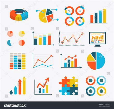 big set infographic graph charts diagrams stock illustration