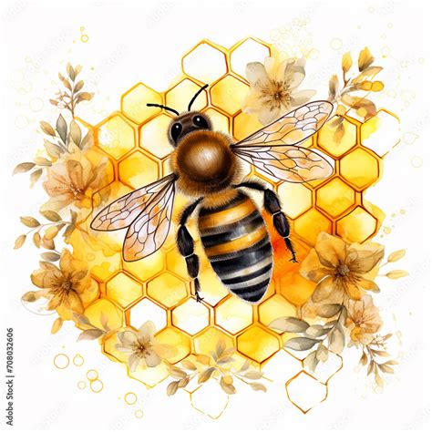 Watercolor Honey Bee Clipart Illustration Stock Illustration Adobe Stock